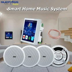 Smart Home 4 Inch Android 10 Wifi Bluetooth Wall Amplifier Alexa Voice Control Stereo Sound Ceiling Speaker Kit for Living Room