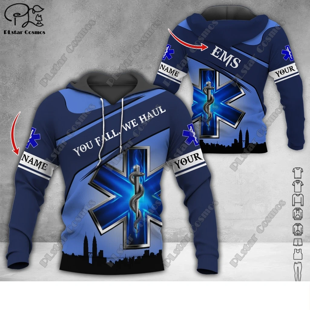 

Custom Name EMS Emergency Medical Service Uniform 3D Printing Hoodie Street Women Men Pullover/Sweatshirt/Zip Hoodie A8