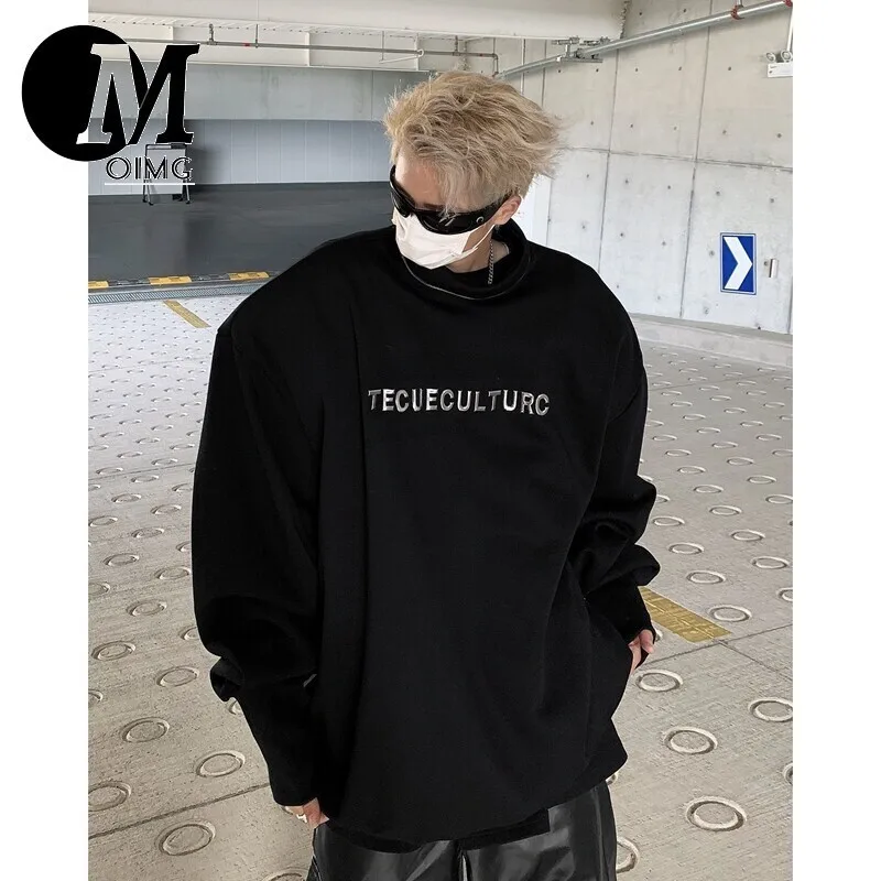 [OIMG] 25 Spring Dark Design Heavyweight Zipper High Neck Padded Shoulder Print Hoodie