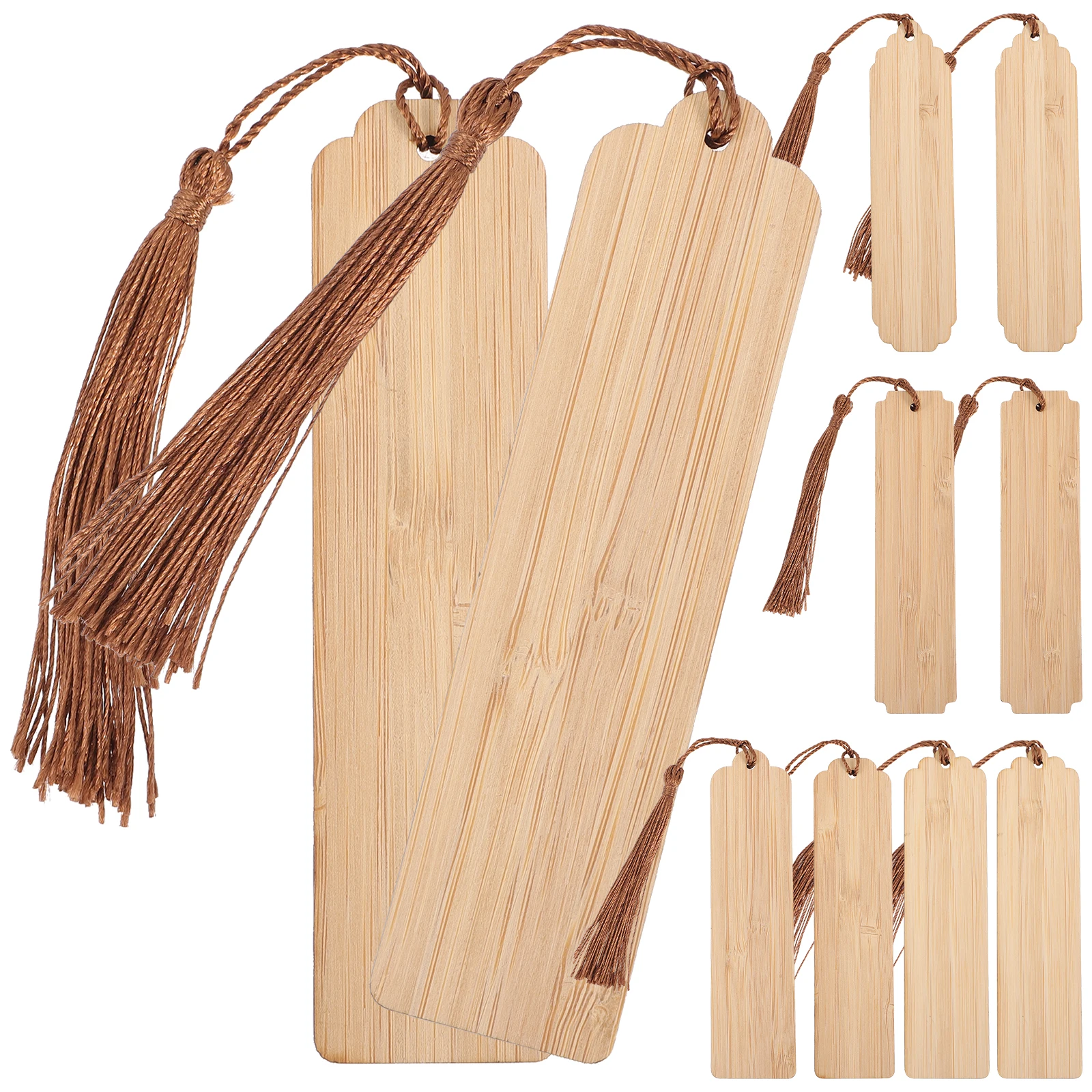

10 Sets DIY Bamboo Board Bookmarks Unfinished Blank Wood Craft Material for Students Readers Writers Cute Aesthetic Hanging