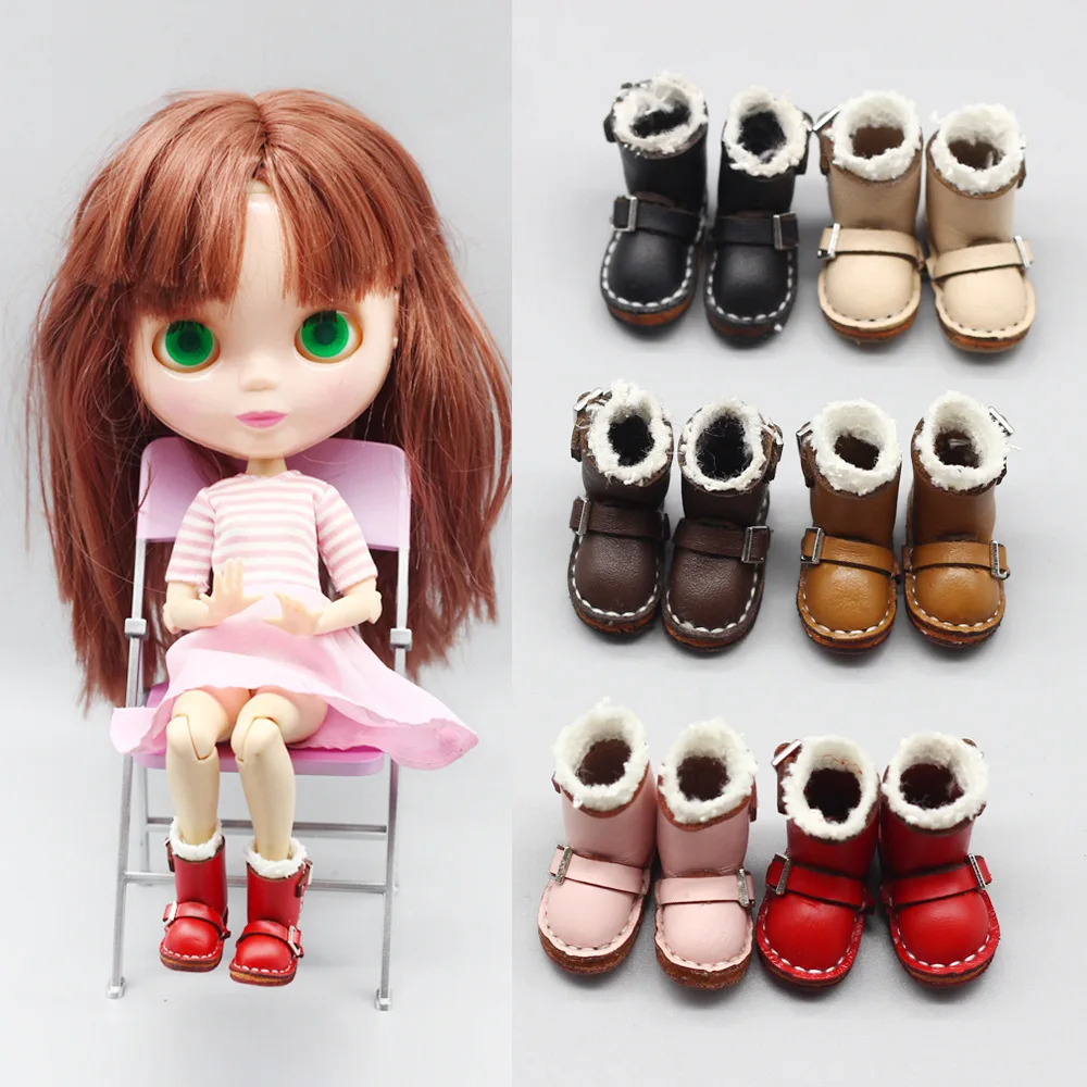 

3.7*1.6cm 1pair 1/8 BJD Doll Winter Boots Snow Leather Snow Boot Toy Shoes for 1/6 Blyth Grils Toys Dolls Accesories Miniatures