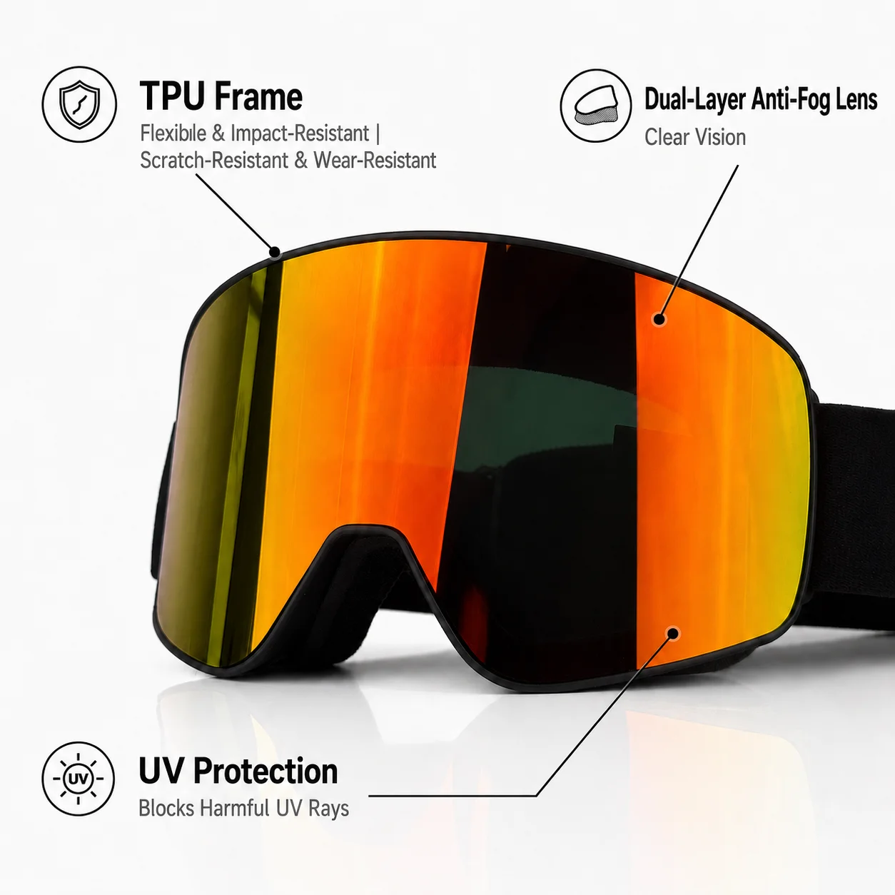 ユニセックス 大人用 スキー&スノーゴーグル、二重層曇り止め - Snow Goggle Uv のレビューと価格