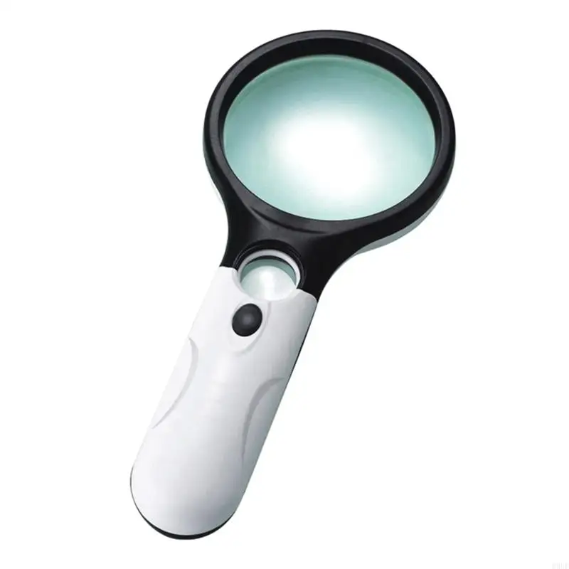 

652F Glass with Light LED Illuminated Magnifier with 3X 45X High Magnification Lightweight Handheld