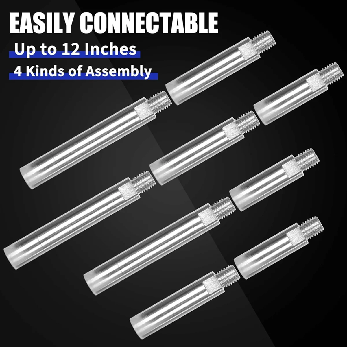 A008 Angle Grinder Extension Shaft Connecting Rod, Angle Grinder Attachments with 5/8Inch-11 Threads, 3, 4 & 5.5 Inch