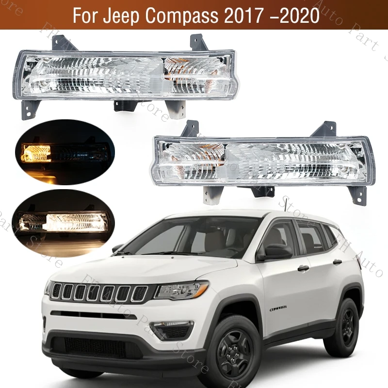 Car Front Bumper DRL Daytime Driving Running Light Lamp For Jeep Compass 2017 2018 2019 2020 Foglight Foglight