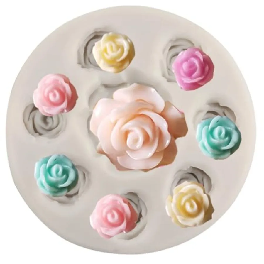 Rose Silicone Candy Mold Mini Flower Fondant Chocolate Molds For Cake Decorating Cupcake Topper Chocolate Gum Paste Polymer Cla