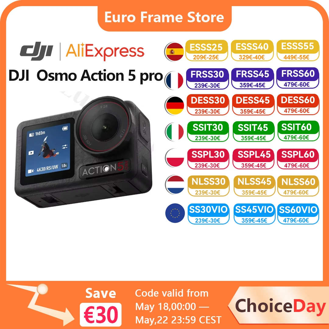 DJI Osmo Action 5 pro 1/1.3″ Sensor 4hrs Extended Battery Life Dual OLED High-Brightness Touchscreens Action 5