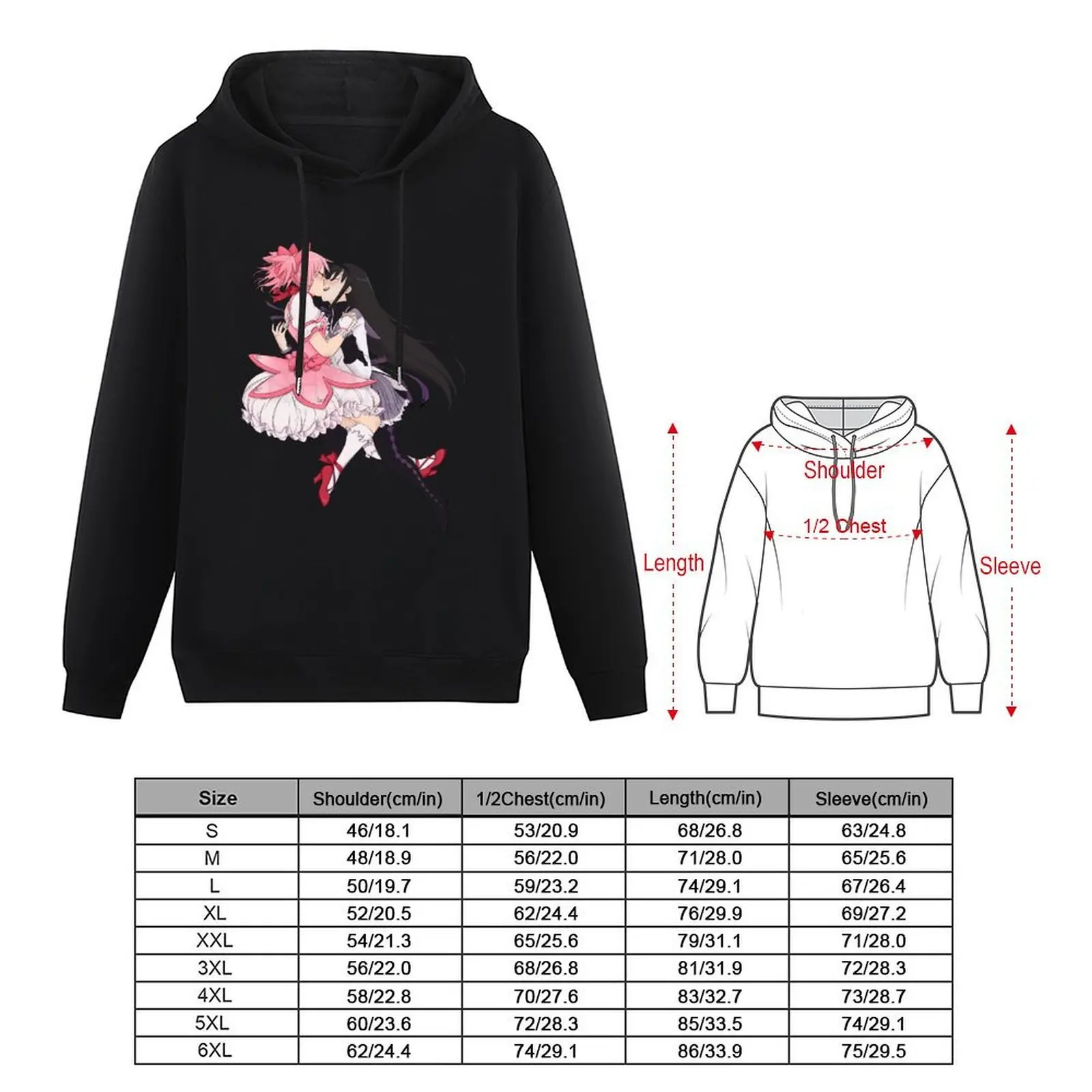 معطف رجالي بغطاء للرأس من Madoka Magica Madoka and Homura طقم قميص رجالي ملابس أنيمي بغطاء للرأس للرجال
