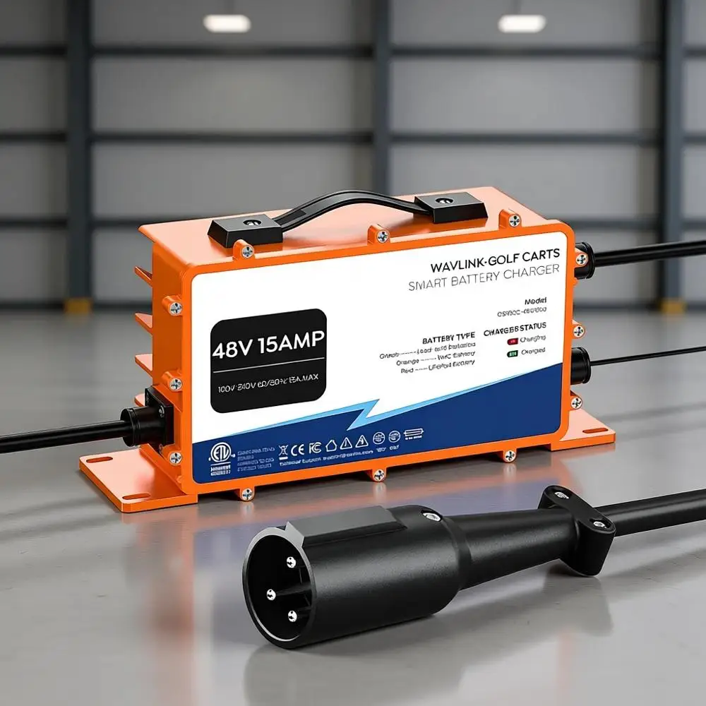 

Gol Cart Smart Battery GS950C - 48V 15A Max, 810W Output, IP67 Waterproo, LiePO4/NMC/Lead-Acid Compatible, Intelligent Charging