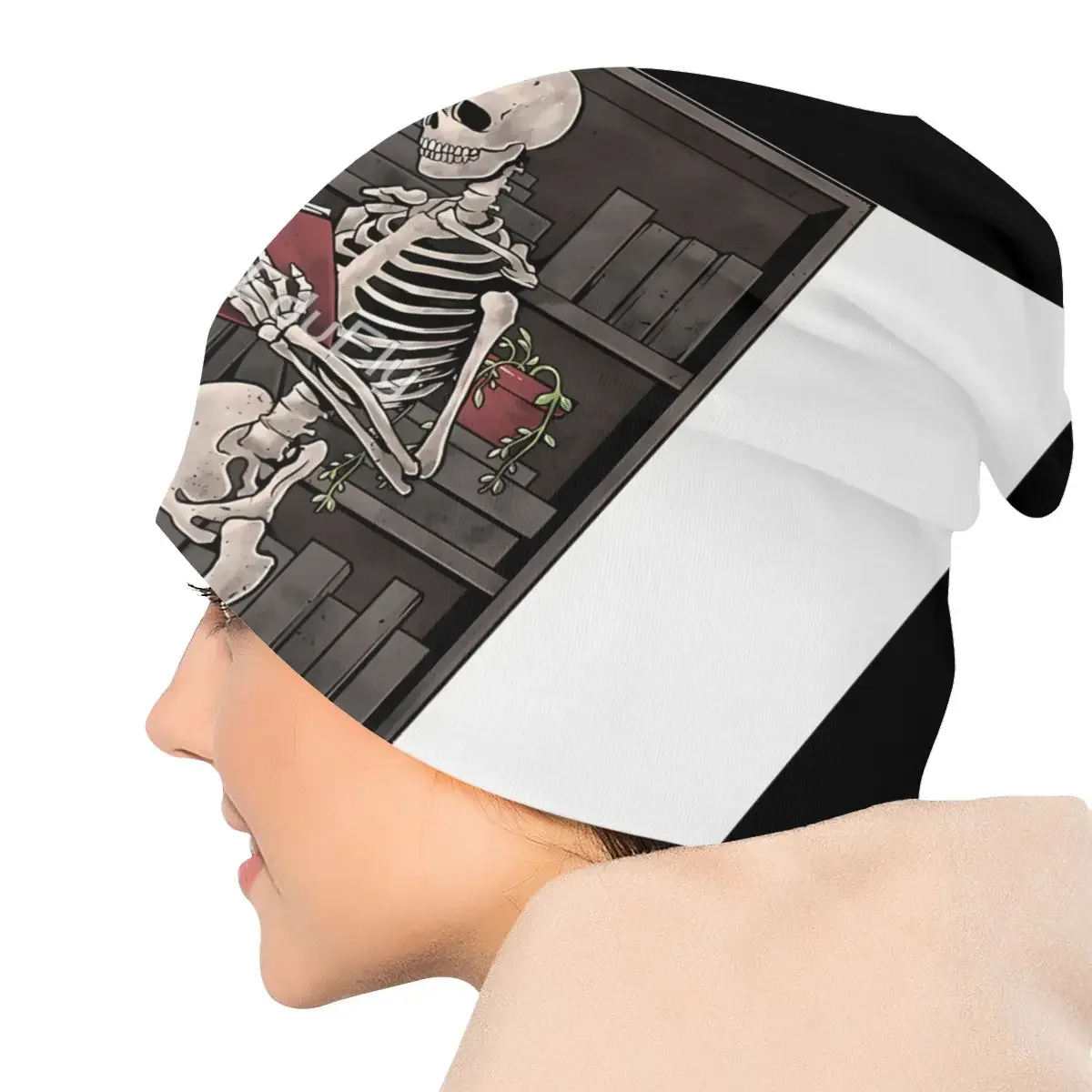 Bonnet tête de mort pour homme et femme, casquette chaude, bonnets, crânes de rue, casquettes, ne jamais arrêter de lire, hiver