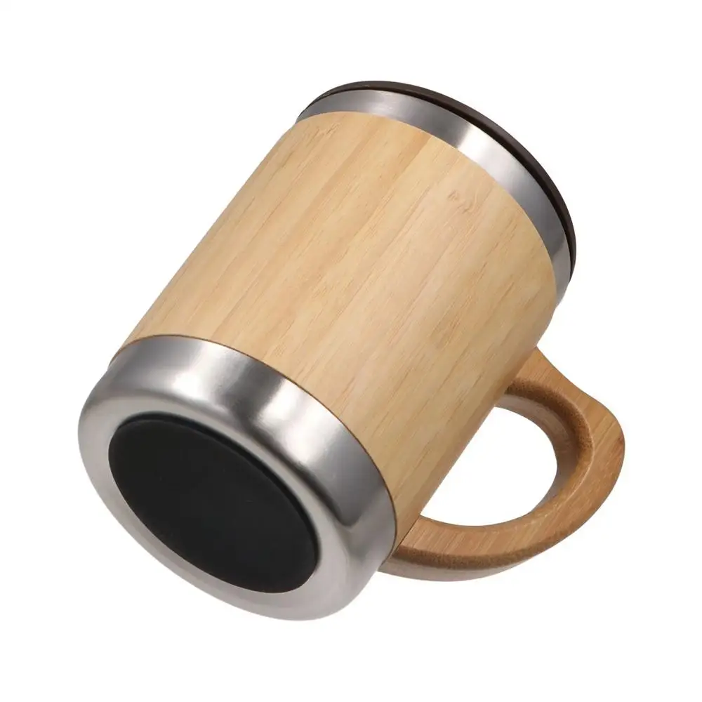 Retirement Gift Bamboo Thermos Insulated Mug 304 Stainless Steel 350/450ml Travel Cup Leak Proof Portable Office Cup Travel