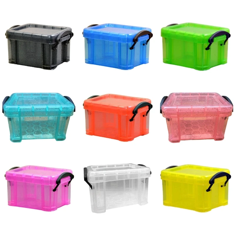 Mini Plastic Box Rectangular Storage Box with Locking Lid Dustproof Jewelry Storage  Container for Small Items