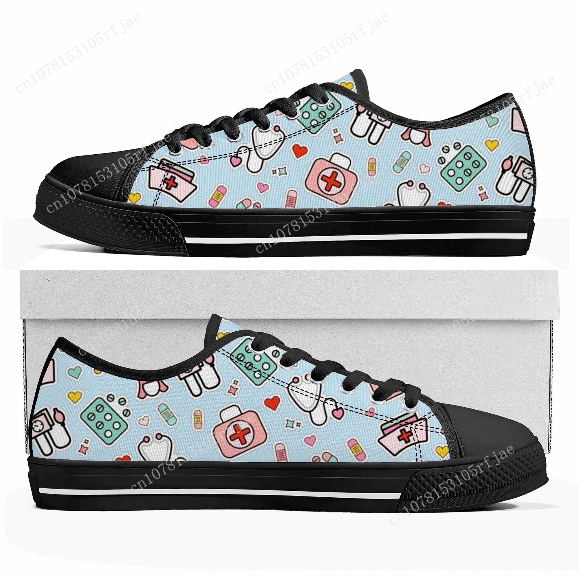 Hospital Medical Nurse Print Custom Low Top Sneakers Womens Mens High Quality Teenager Shoes Casual Tailor Made Canvas Sneaker