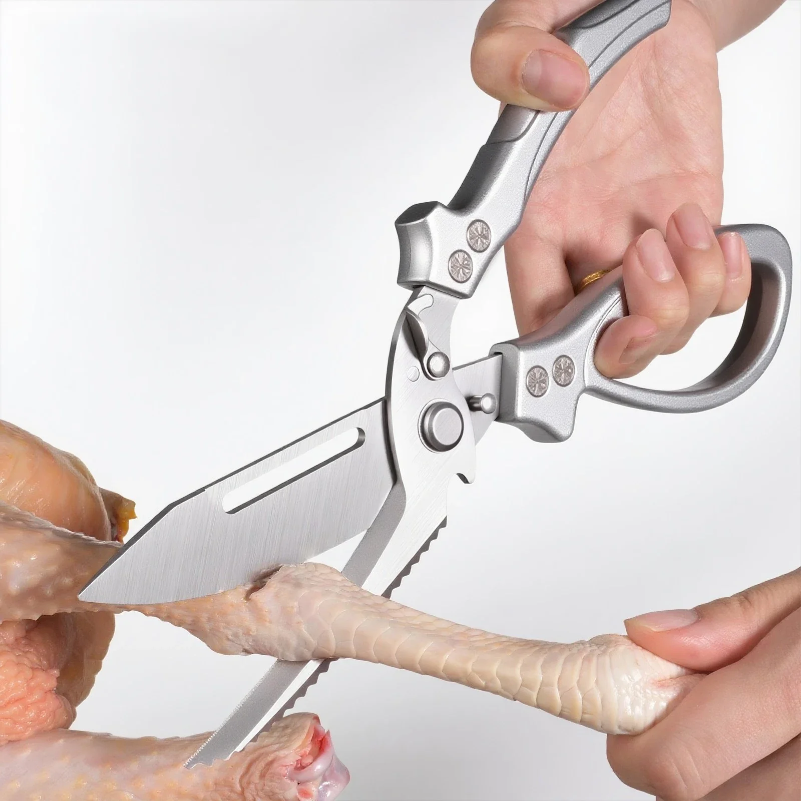 Forbici da cucina multifunzionali Ristorante Uso esterno Osso di pollo BBQ Forbici resistenti in acciaio inossidabile per uso domestico affilate e durevoli