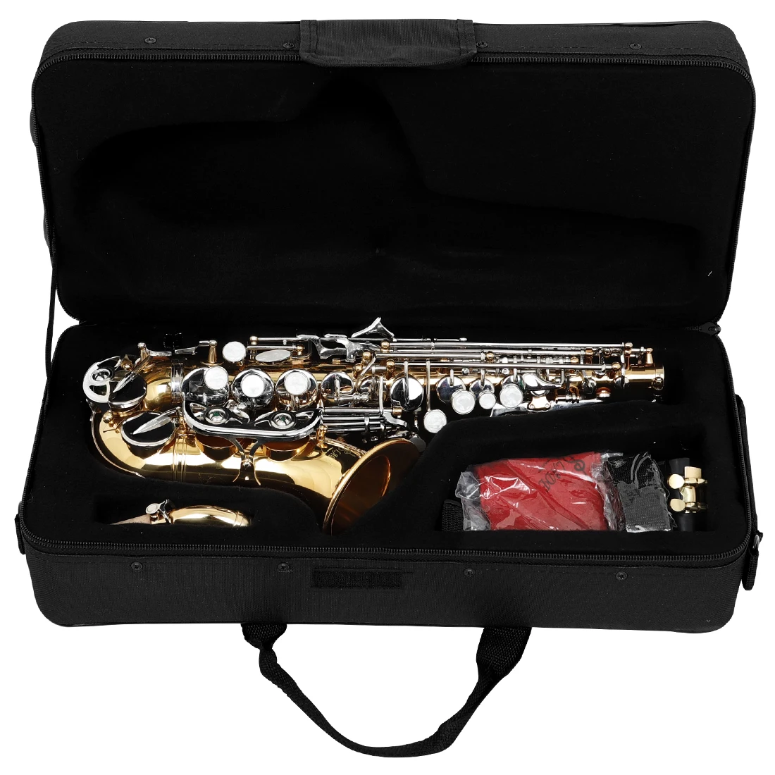 

Саксофон-сопрано SLADE Bb, латунный корпус, золотой, серебряный саксофон с футляром для саксофона, трости, перчатки, детали и аксессуары, деревянный духовой инструмент