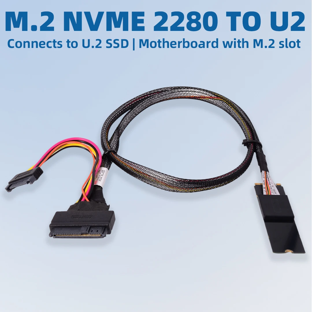 

U.2 SSD SFF-8639 To M.2 NVMe 2280 Data Cable Adapter 45cm