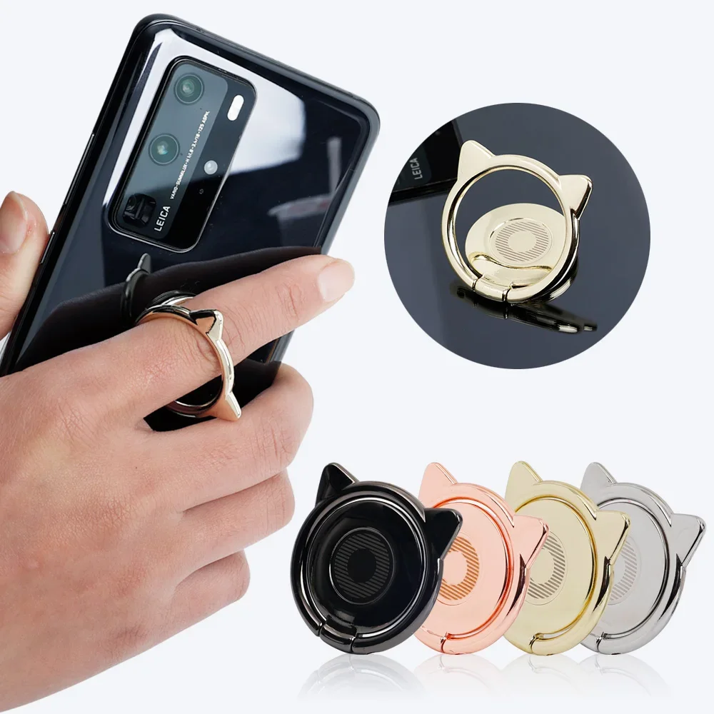 360 Degree Rotatable Cat Finger Ring Holder Magnetic Phone Holder For iPhone Samsung Xiaomi Huawei Google Universal Metal Mount