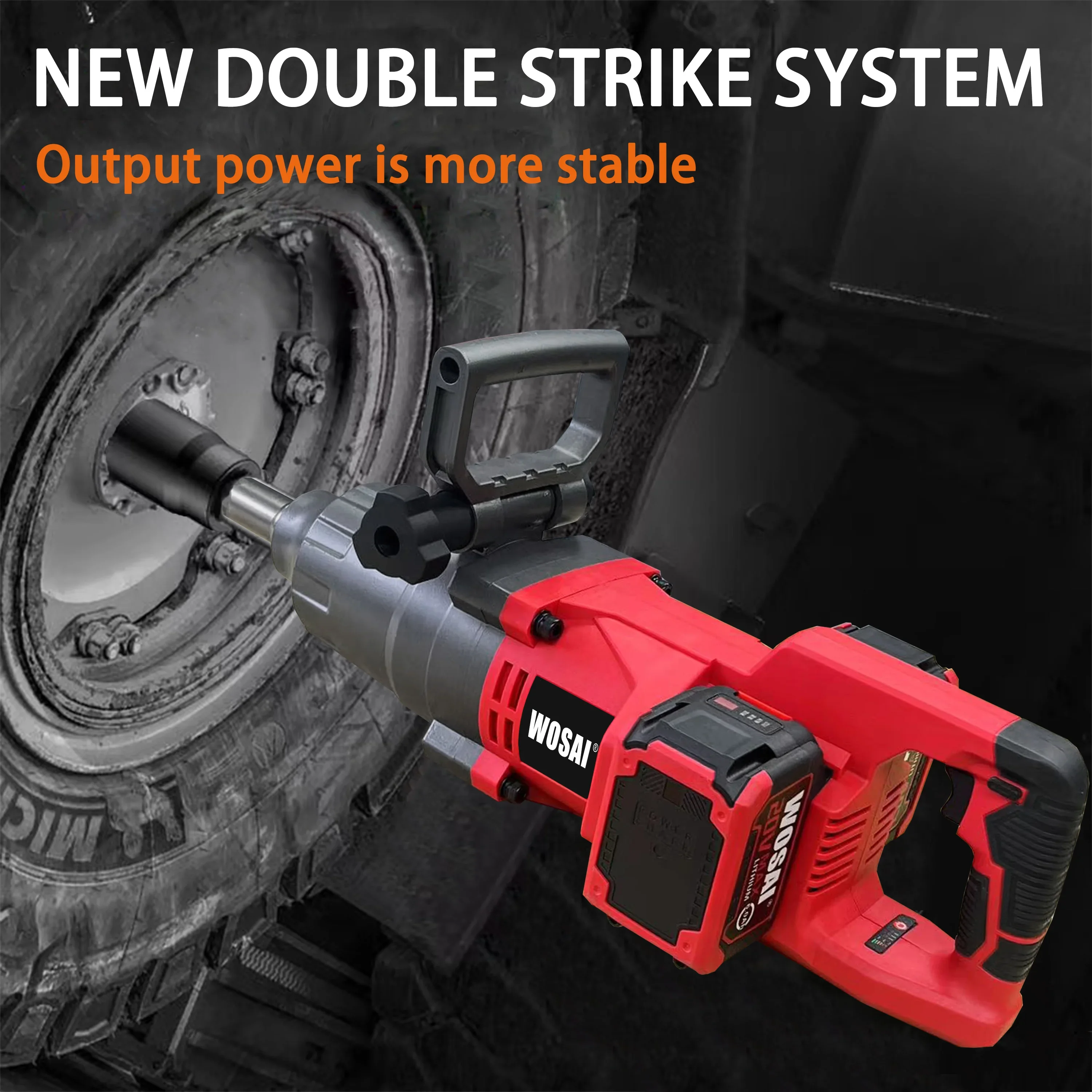 

unique WOSAI High Strength Black Red High Torque 3100nm Heavy Du-ty Cordless Brushless Motor 1 Inch Impact Wrench With Battery