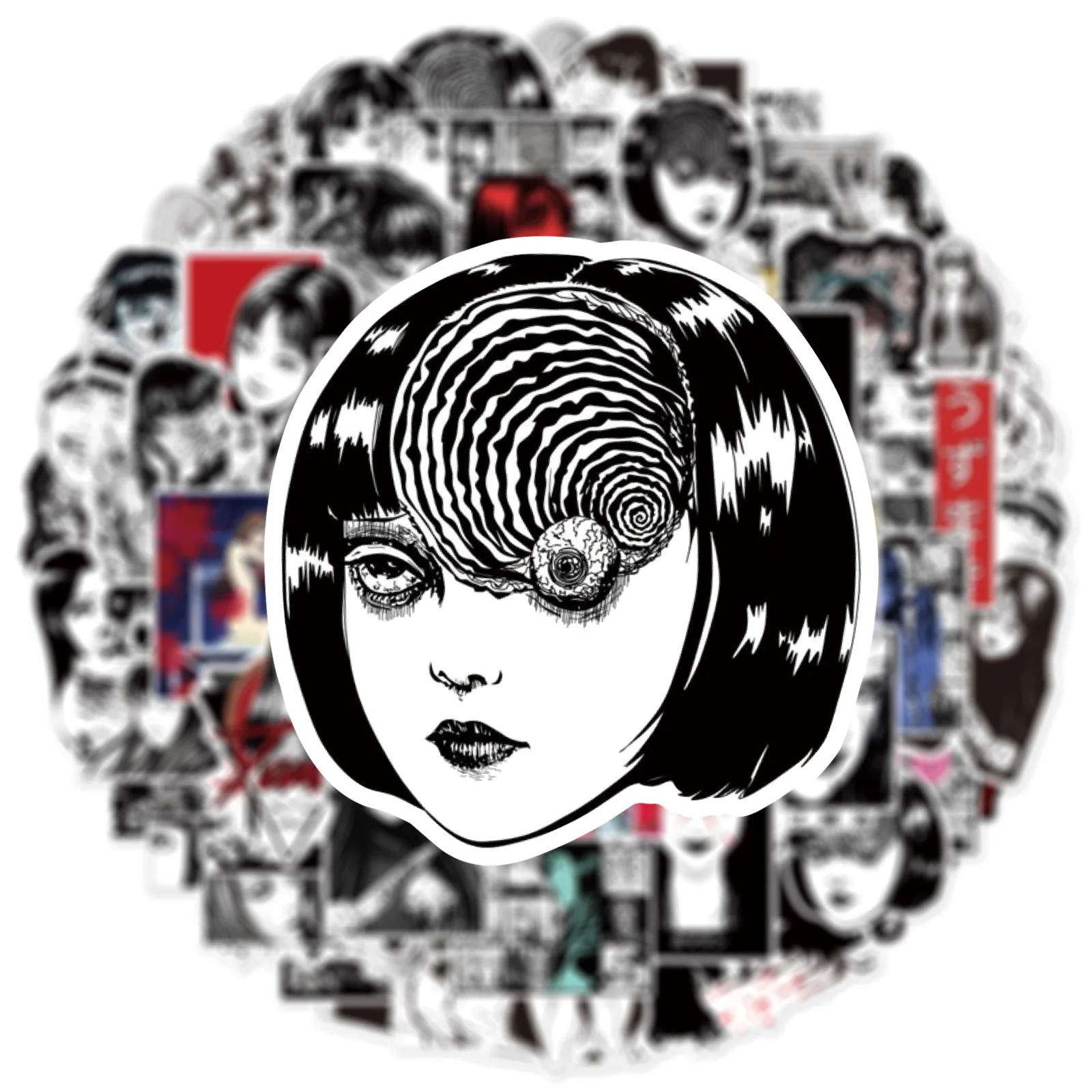 50Pcs Horror Story Junji Ito Series Graffiti Stickers Suitable for Laptop Helmets Desktop Decoration DIY Stickers Toys Wholesale