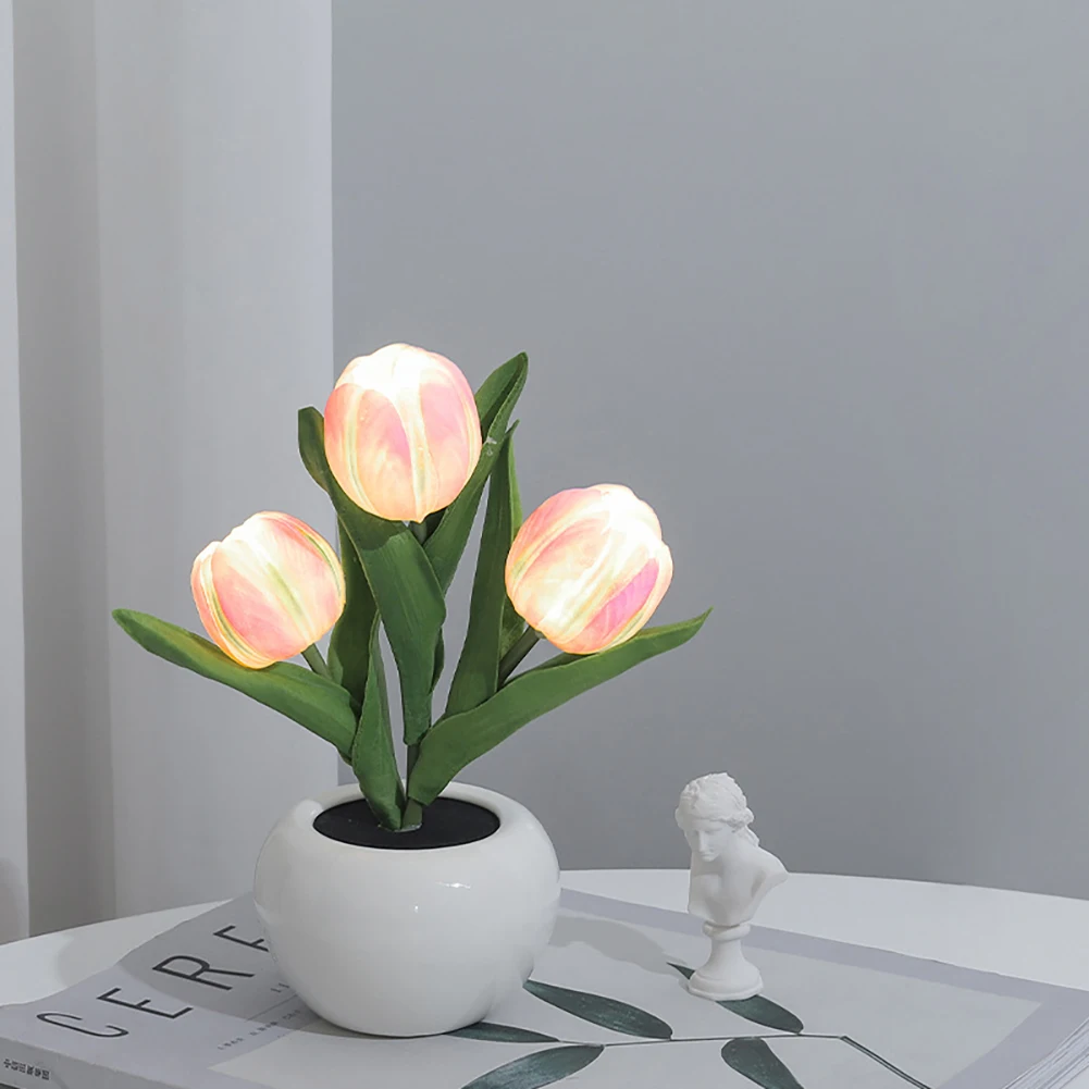 Simulação LED Tulip Night Light, Fake Flower, Table Lamp, Ornamentos para Casa, Sala de Estar, Desktop Decor