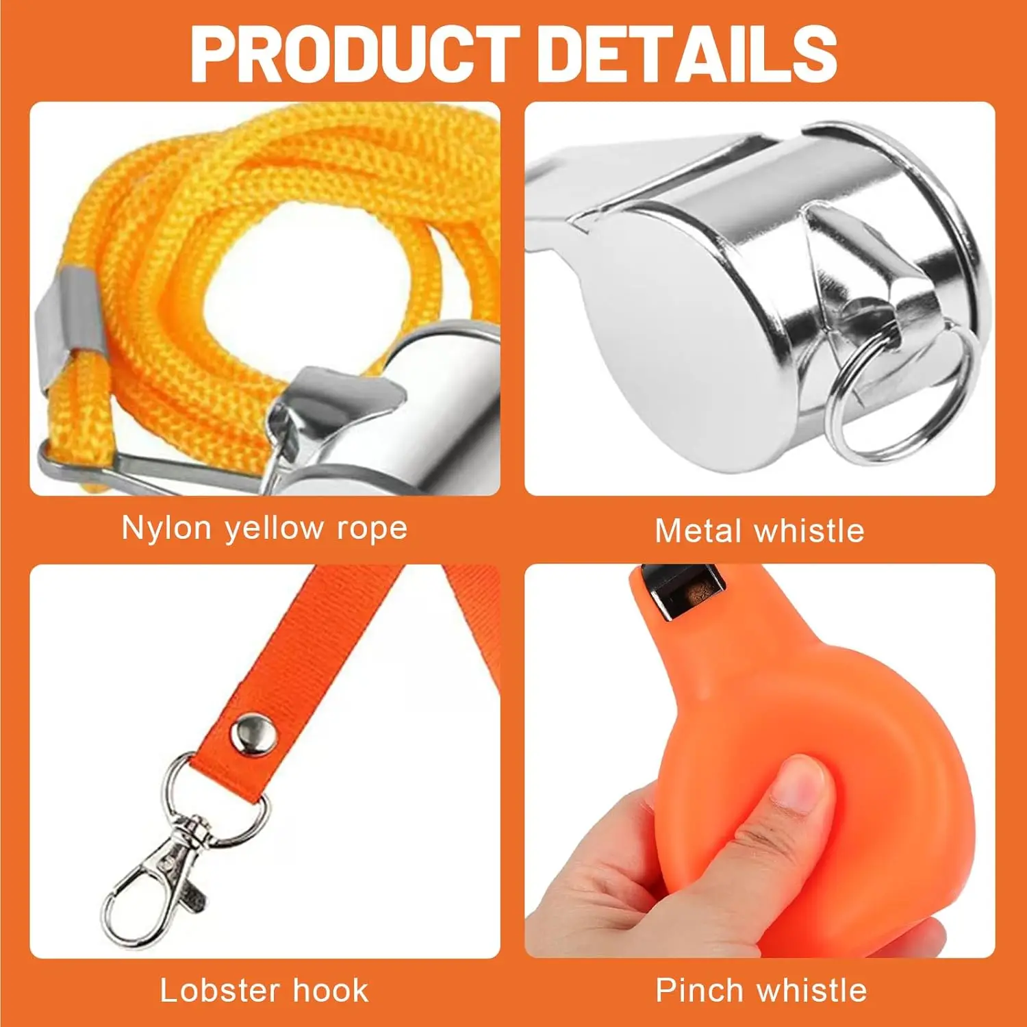 Loud Metal Whistle Professional with Rope Sport Whistle Wear Resistant Portable Stainless Steel Whistles Referee