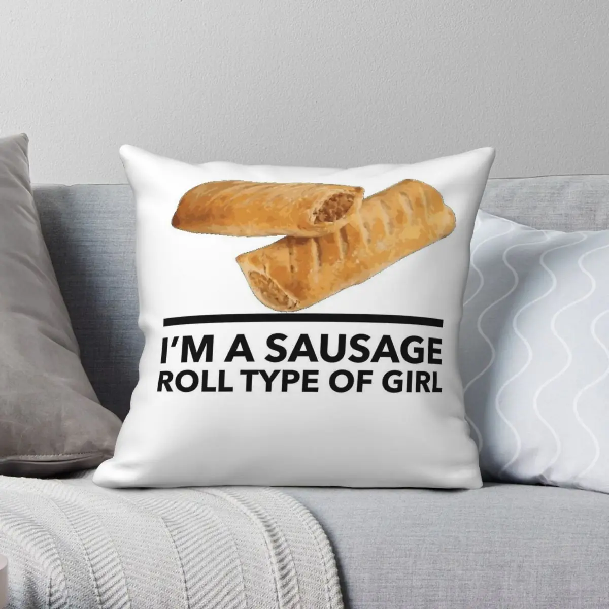 Sausage Roll Girl Square Pillowcase Polyester Linen Velvet Printed Zip Decorative Car Cushion Case
