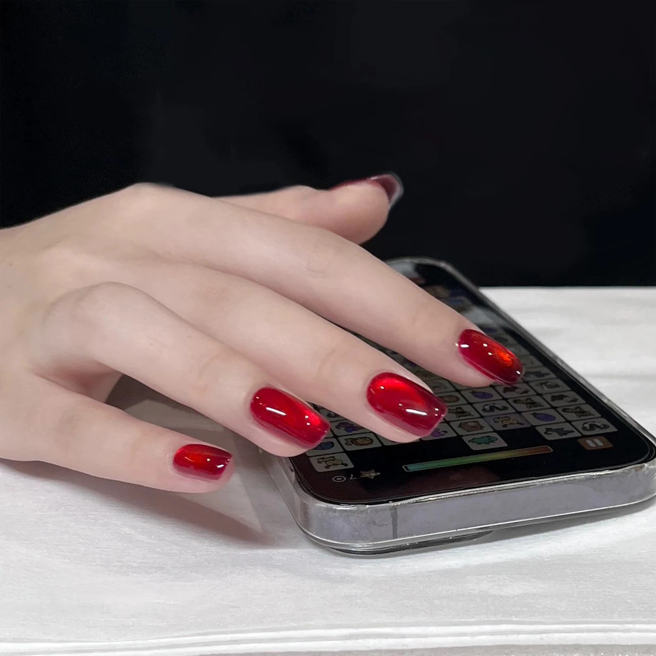 12ML 1 Uds uñas de Navidad cuentas de vidrio rojo hielo transparente ojo de gato imán Gel esmalte de uñas blanqueamiento luz UV uñas arte