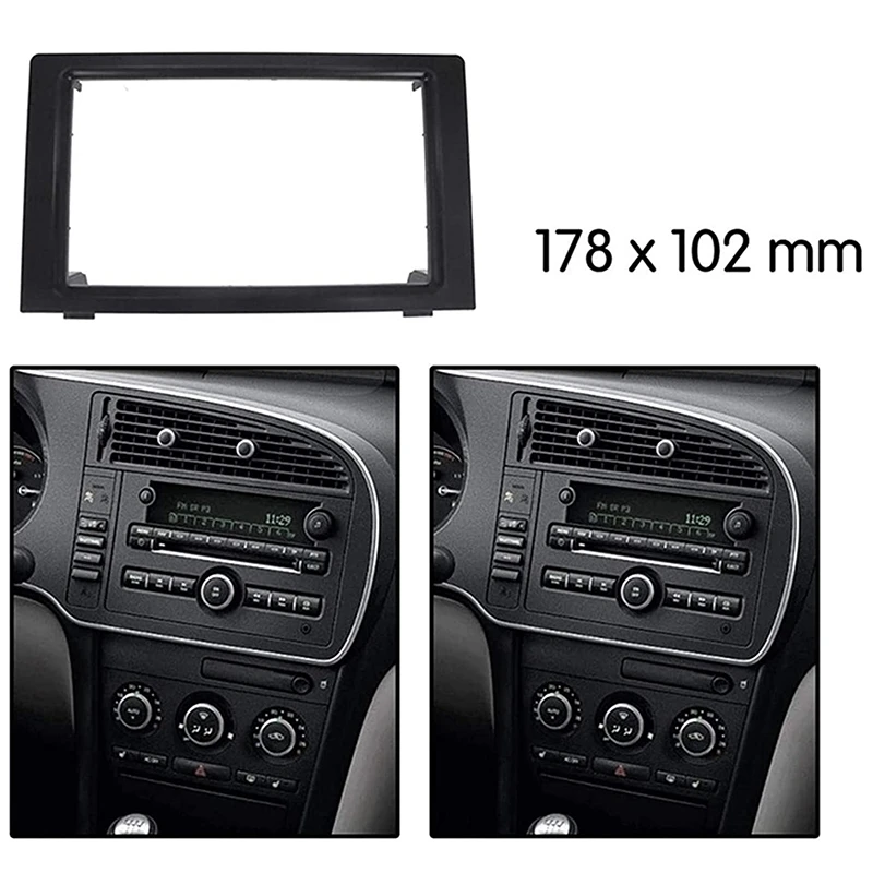 for SAAB 9-3 2007-2011 Car Stereo Radio Fascia Dash Panel 2 Din Frame Trim Kit