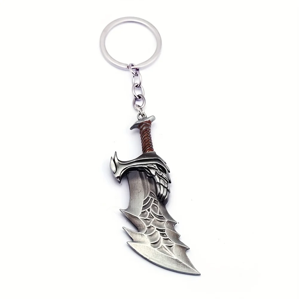 1PC alloy hip-hop handsome big knife men's keychain, party accessories, big knife weapon model keychain image 2