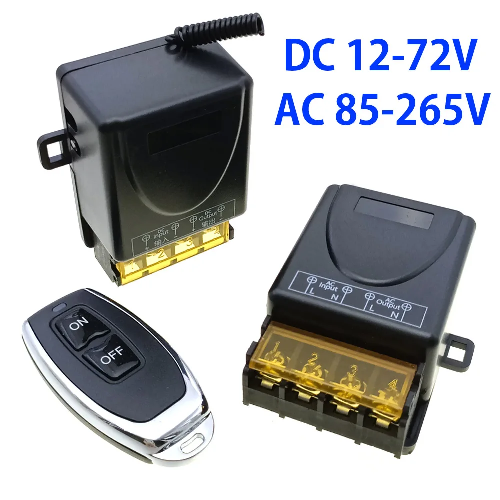 

AC 85-265V DC 12-72V 433Mhz Wireless Remote Control Switch RF Relay Receiver + On/Off Connector For Electric Appliance Lamp