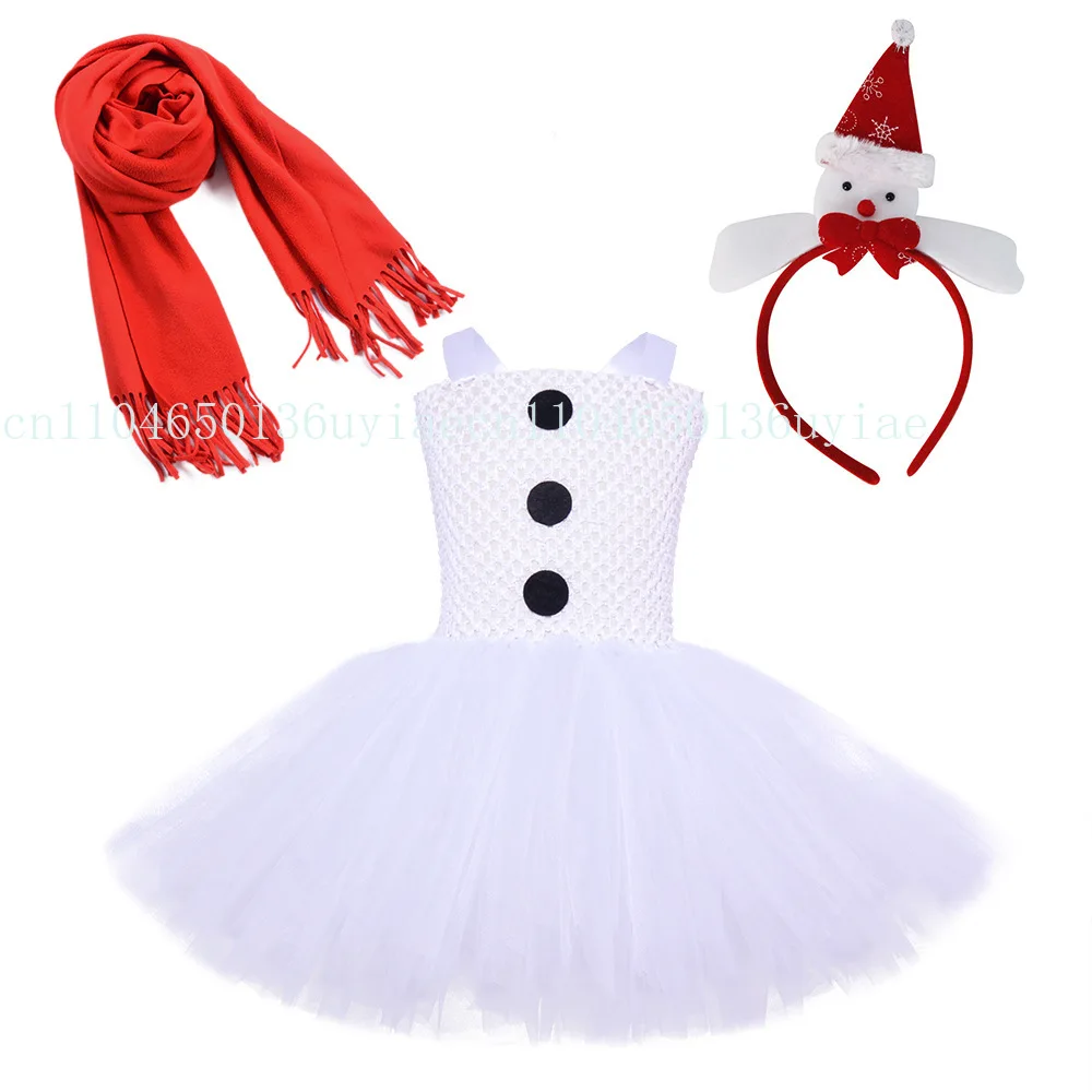 

Christmas Costume Women Snowman Cosplay Tutu Dress Ballet Princess Suit White Snowman Holiday Party Stage Performance Dress Up