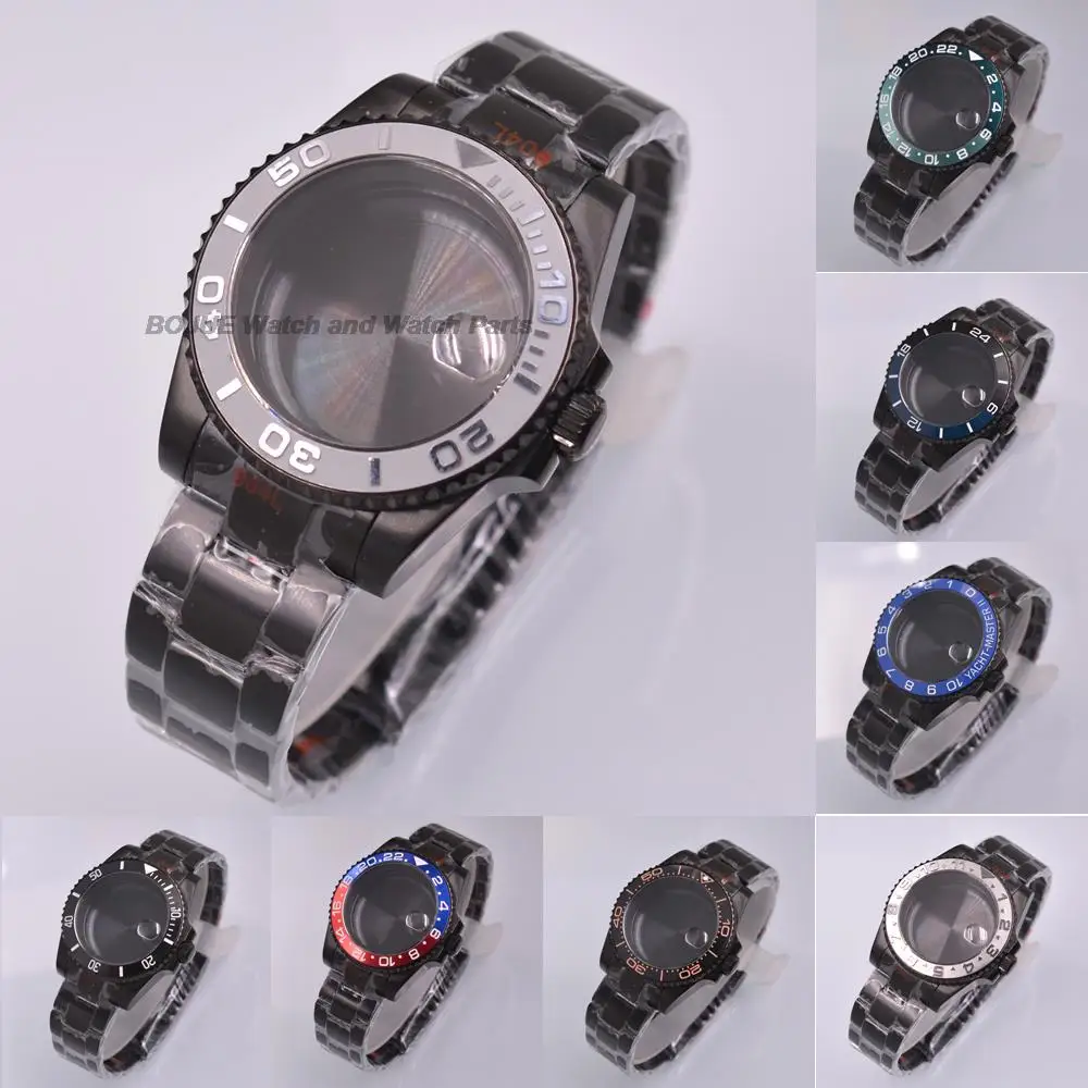 

40mm NH35 Case PVD Black Stainless Steel Band Bracelet Watch Parts for SUB GMT NH36 Movement Accessories Replacements Repair