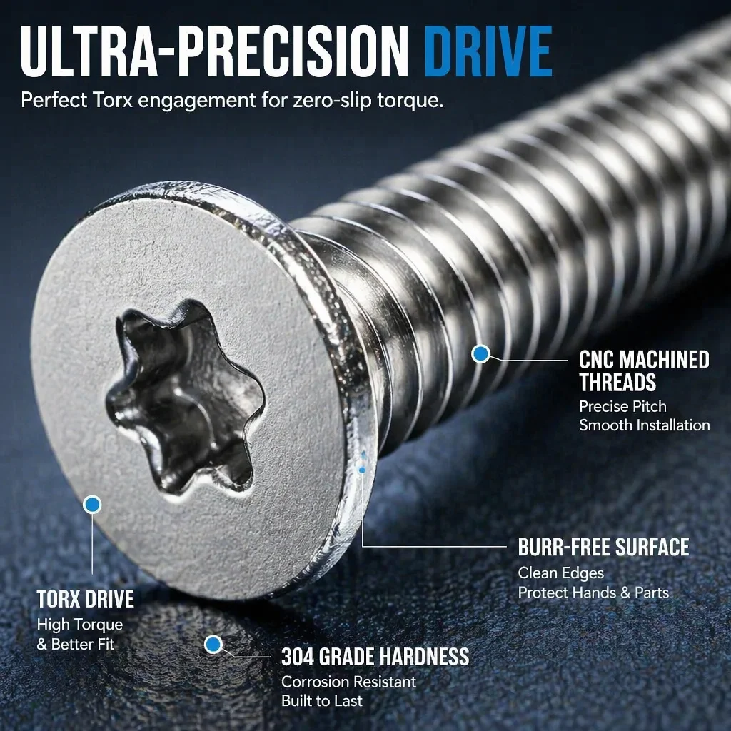10/50pcs M2 M2.5 M3 M4 M5 M6 M8 Six-Lobe Torx Ultra Thin Wafer Head Screws,304 Stainless Steel CM Type