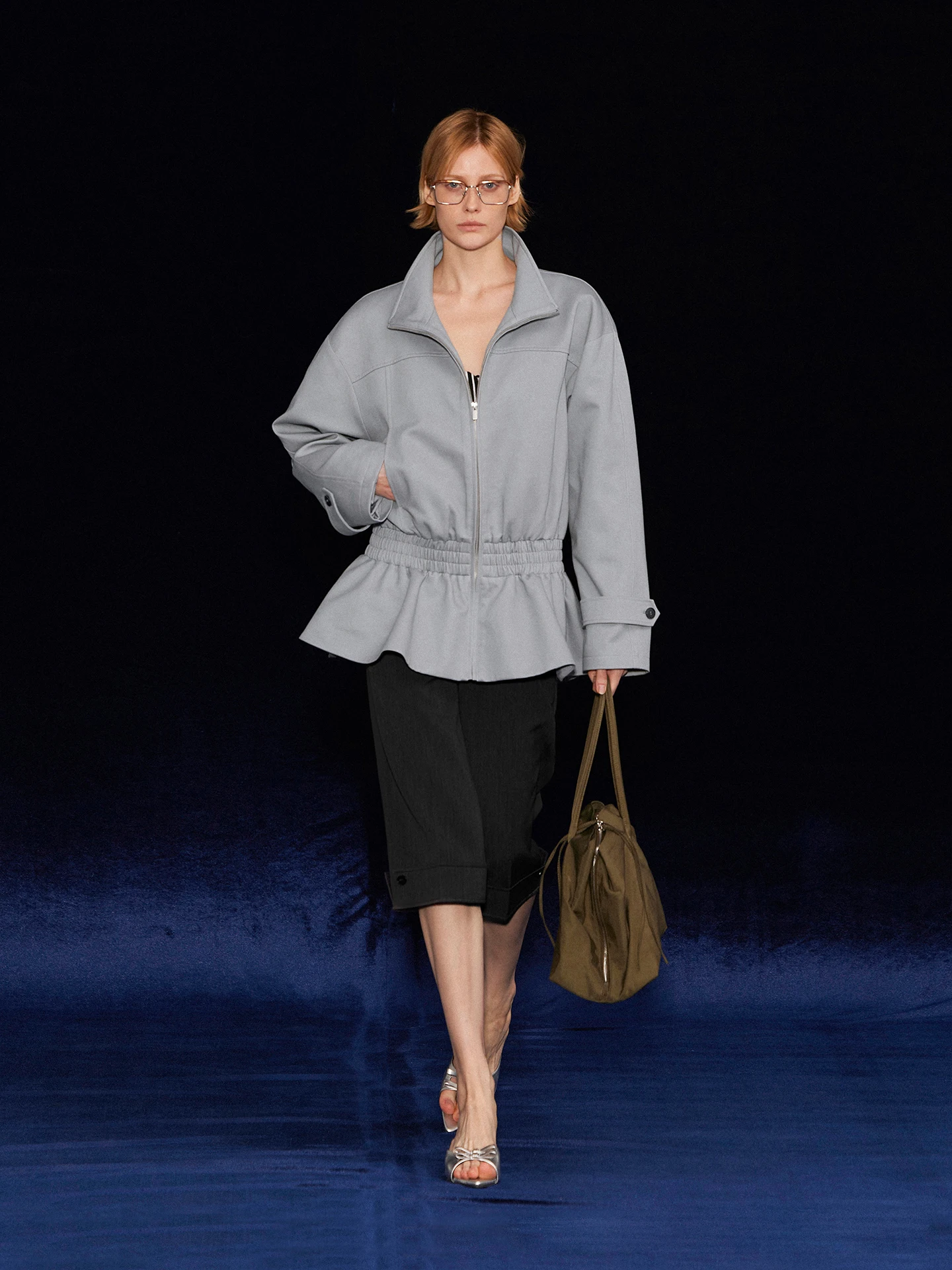 

New Arrival Randpiee Random Series Stand Collar oulder Drape Waist Skirt Jaet Women's Casual Cotton Windbreaker