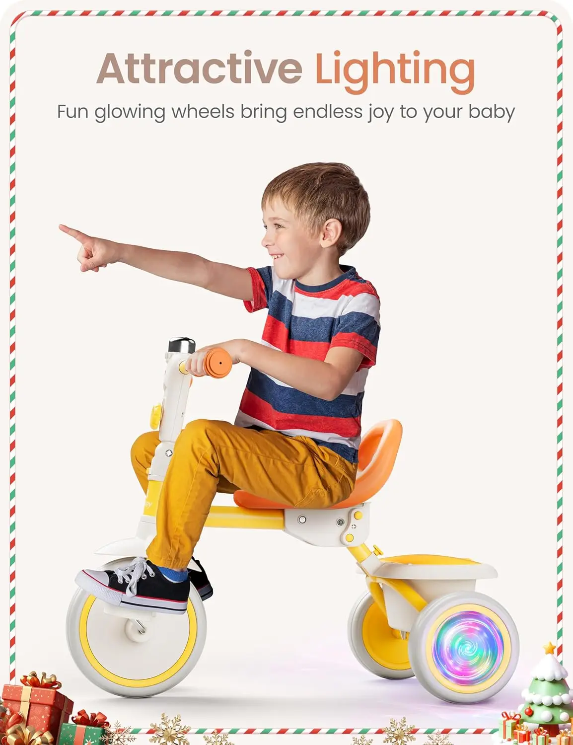 다채로운 조명 유아 삼륜차, 18 개월에서 5 세까지, 벨 달린 유아 자전거, 어린이 삼륜차, 2-5 세용 선물