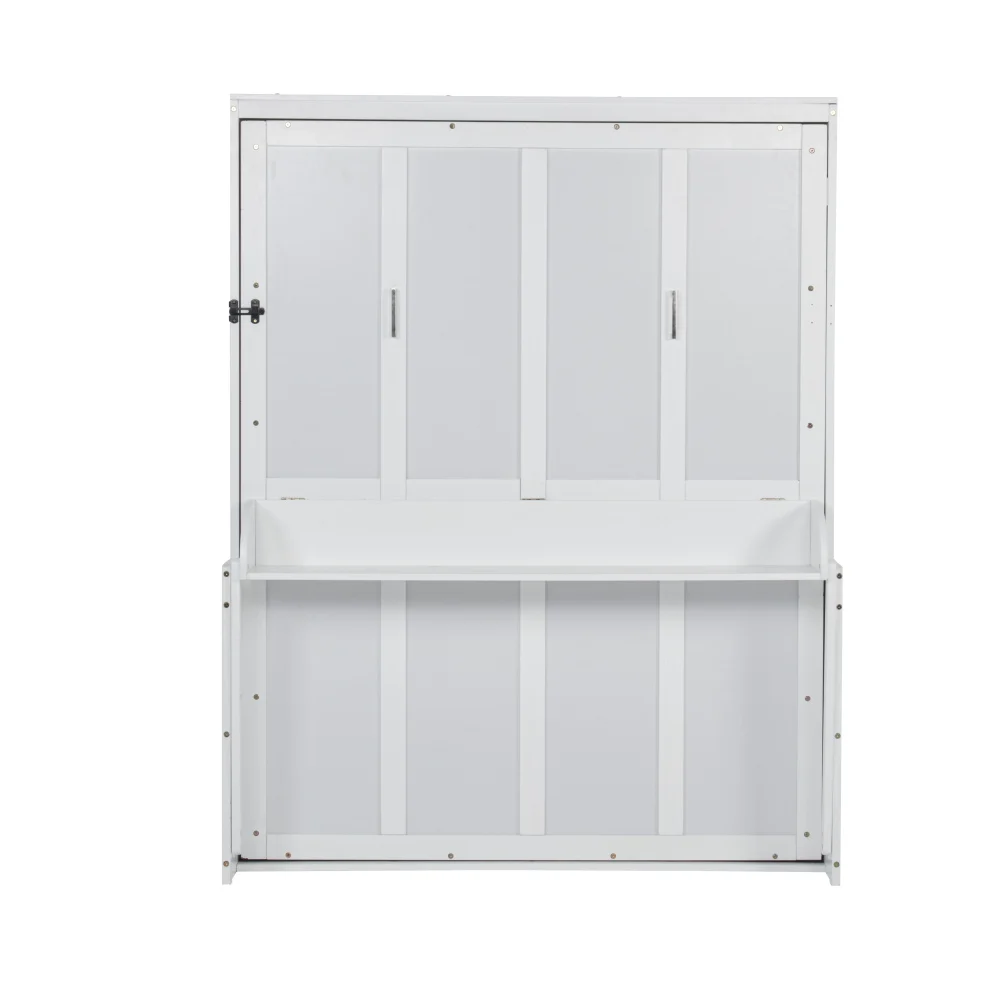 

Large wooden vertical concealed wall mounted bed that saves space, wall mounted bed cabinet, with desk, air strut, white