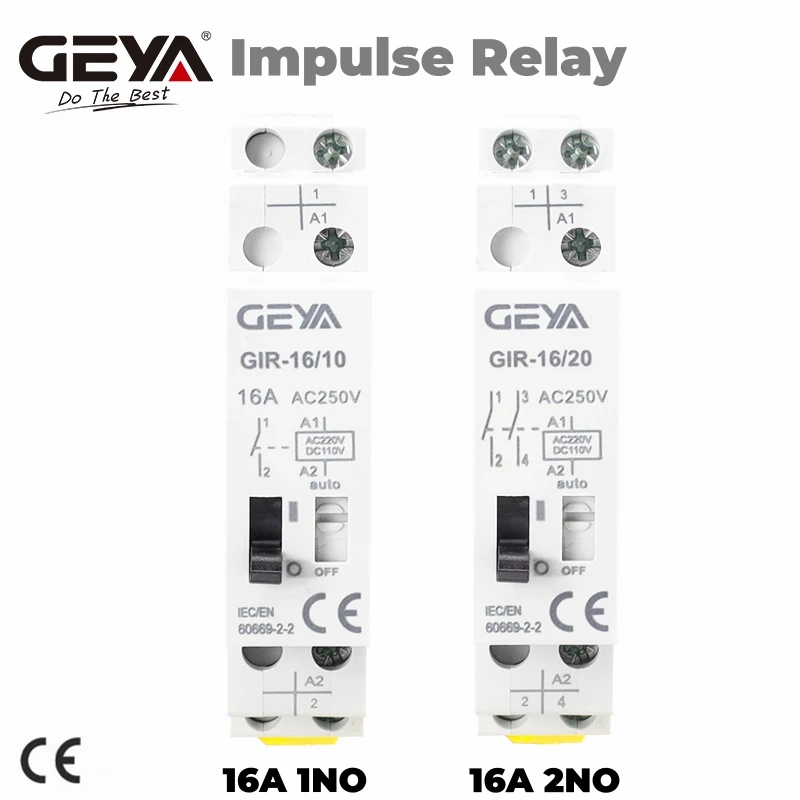 GEYA 16A AC230V DC110V Przekaźnik impulsowy podwójnego napięcia Domowy elektryczny przekaźnik impulsowy Automatyczny przekaźnik sterujący do obwodu oświetlenia