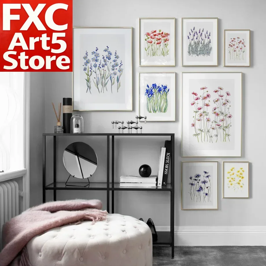 1 póster sin marco con diseño de mercado de flores, margaritas, amapolas, lavanda y coreopsis, arte de pared impreso en lienzo, cuadros de pared para la sala de estar