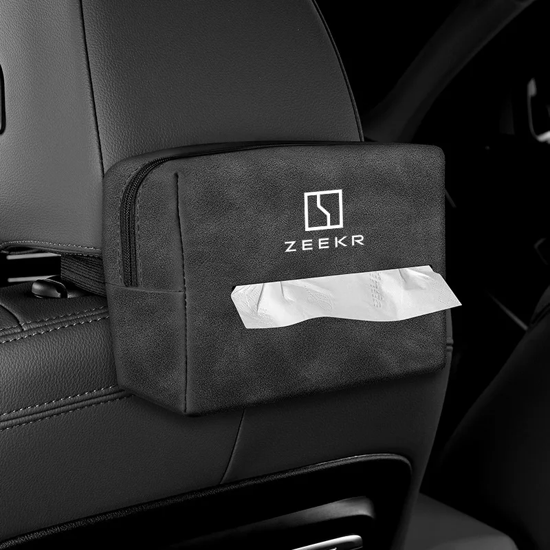 

for Zeekr X 001 EV 009 Car Tissue Box Holder Suede Leather Car Center Console Armrest Napkin Box Seat Back Tissue Box Accessorie