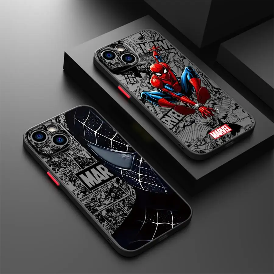 Чехол с рисунком Человека-паука для iPhone 11 13 Mini XR X 14 16 Pro Max 12 15 Plus, матовый чехол для телефона