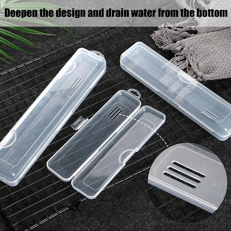 Travel Tableware Storage Case Flatware Holder Travel Box Clear Cutlery Storage Organizer For Spoon Fork Travel Straw Container