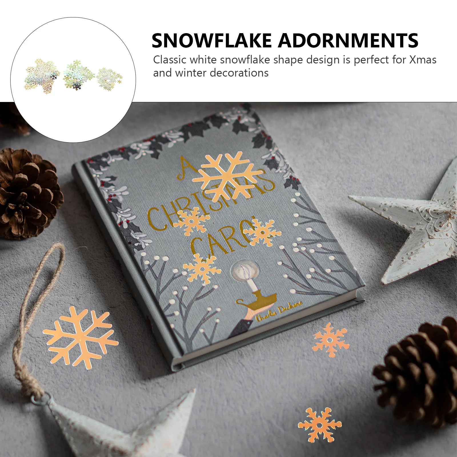 

3 Bags Transparent Snowflake Pieces Christmas Tree Decorations Creative Xmas Glitter Ornaments Winter Holiday Supplies