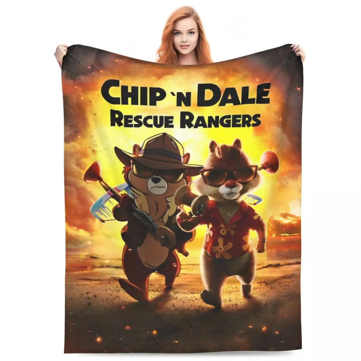 Chip 'n' Dale Rescue Rangers Blankets Adventure Comedy Flannel Funny Warm Throw Blankets for Bedding Lounge Textile Decor