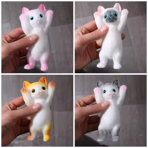 Funny Slow Rebound Cat Squeeze Animal Cartoon Simulation Cat Squeeze Soft Colorful Cat Fidget Adults