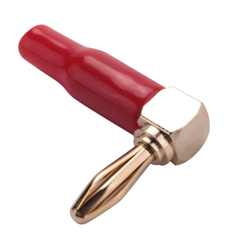 8Pcs 4Mm Banana Plug Speaker Wires Connector Adapter 24K Gold Plated Screw Type Pure Copper Right Angle Banana Plugs