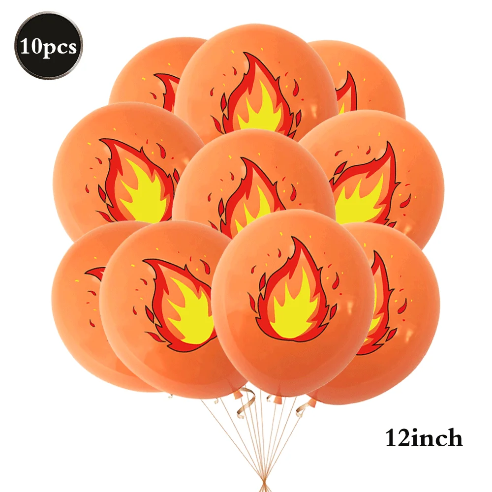 10/20/30pcs Firefighter Birthday Balloons Flame Firetruck Hydrant Printed Latex Balloon Boys Fireman Party Supplies Baby Shower