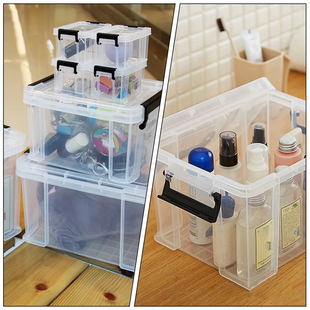 5pcs Mini Storage Container Storage Bins Small Clear Bin Portable Storage Boxes mini storage bins small plastic tote