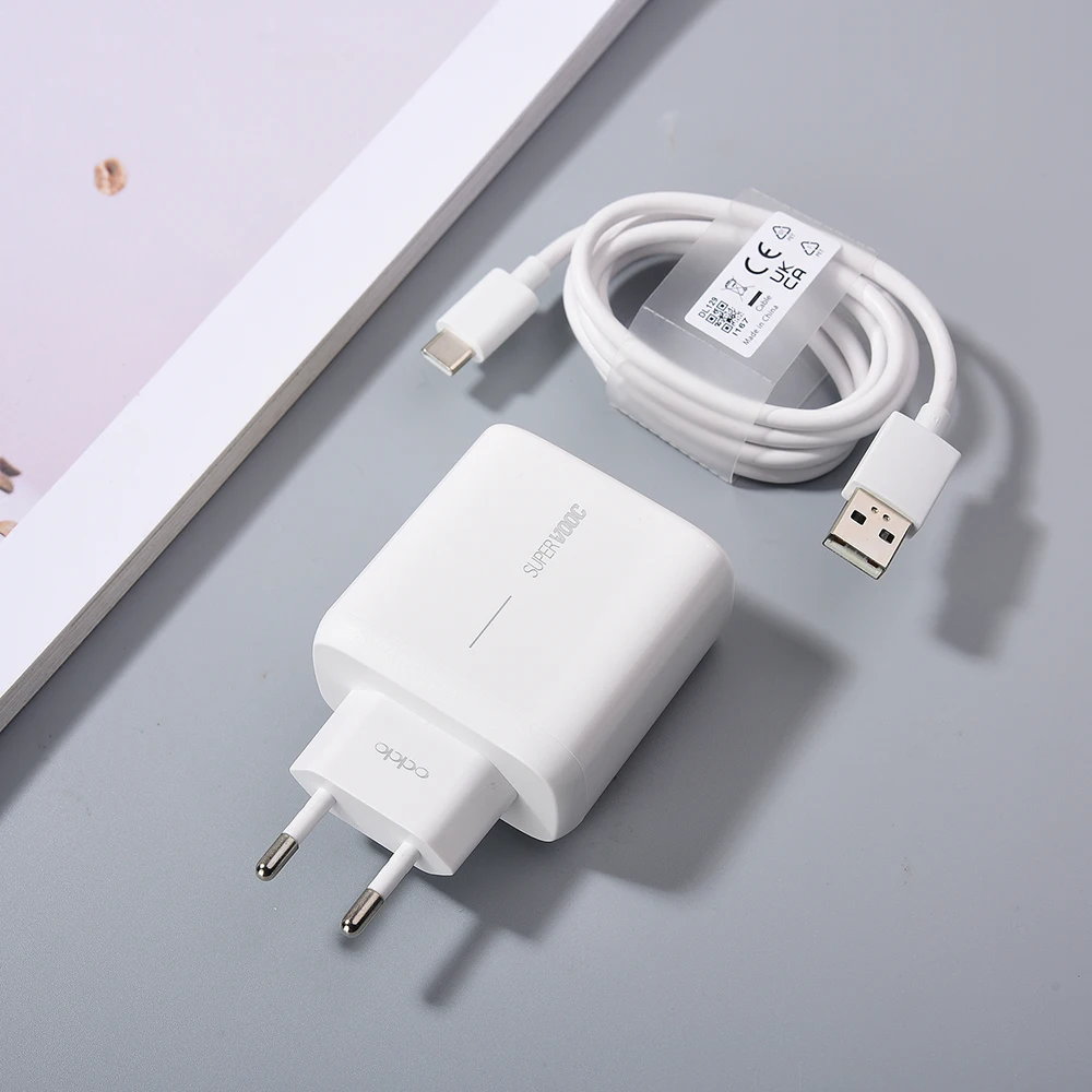 شاحن OPPO الأصلي 65 واط SuperVooc محول الشحن السريع لـ OPPO رينو 4 5 6 7 8 PRO Find X2 X3 X5 Pro Reno7 Reno6 Pro + K9 K10