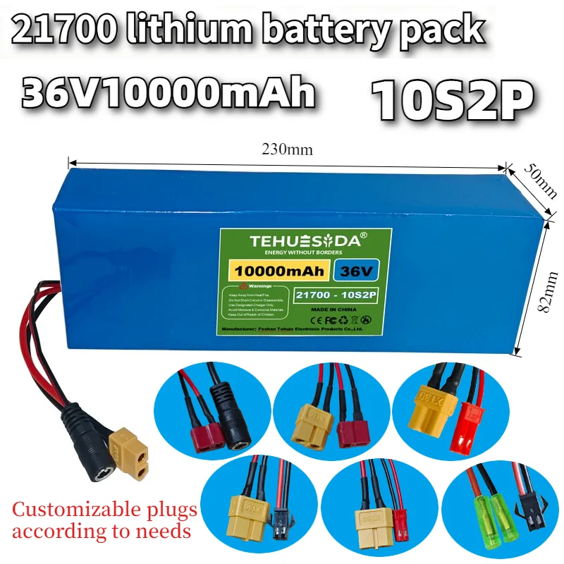 36V 10Ah 10S2P XT60+DC Plug T+DC Plug Rechargeable Lithium Battery Pack for Electric Scooter Battery 21700 10S2P