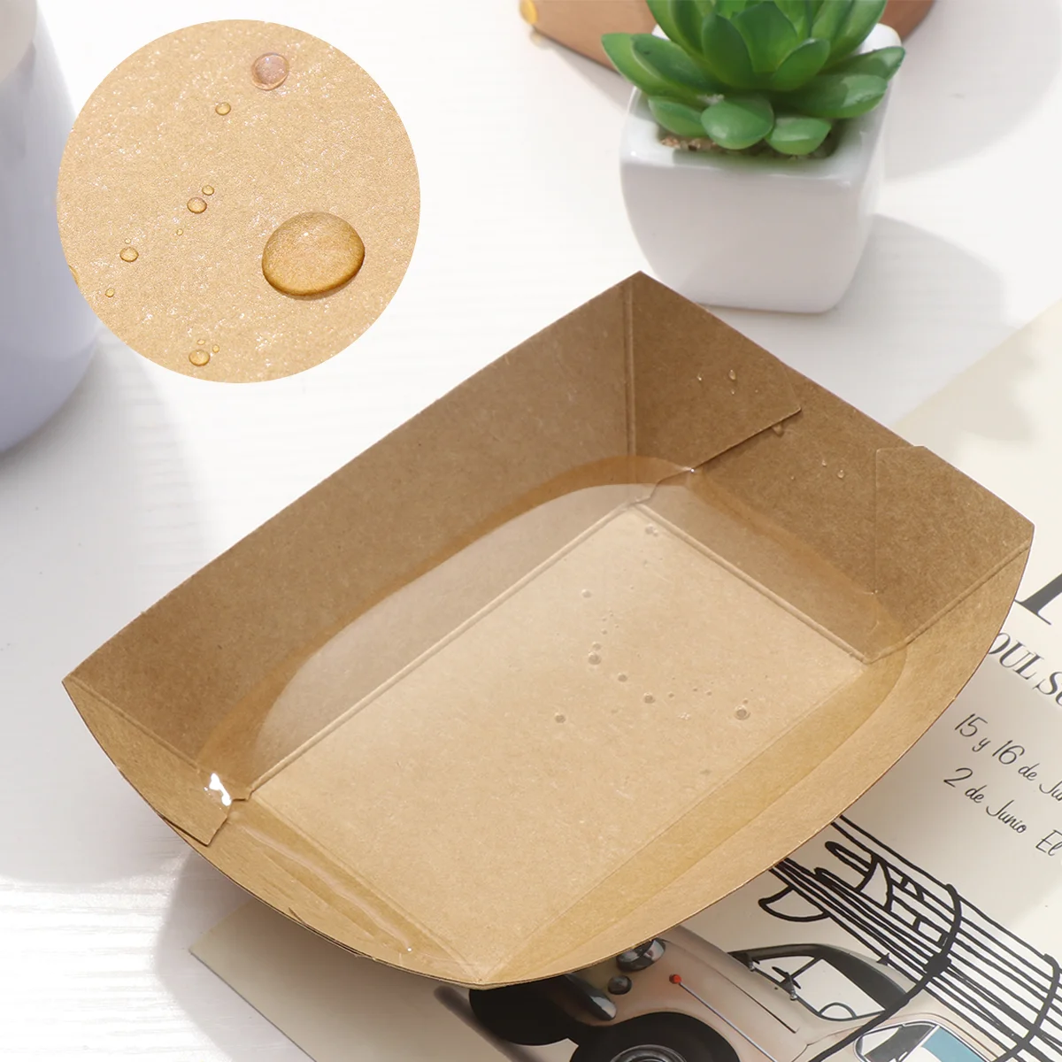 Toyvian 50PCS Take Out Containers Easy Fold Box Kraft Paper Box Lunch Salad Carton for Party